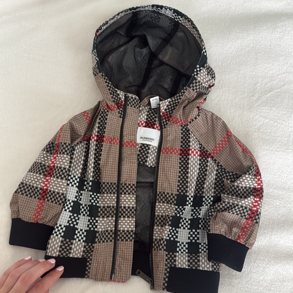 BURBERRY Brown and Black Baby Puffer Jacket Raincoat 6 Months NWOT